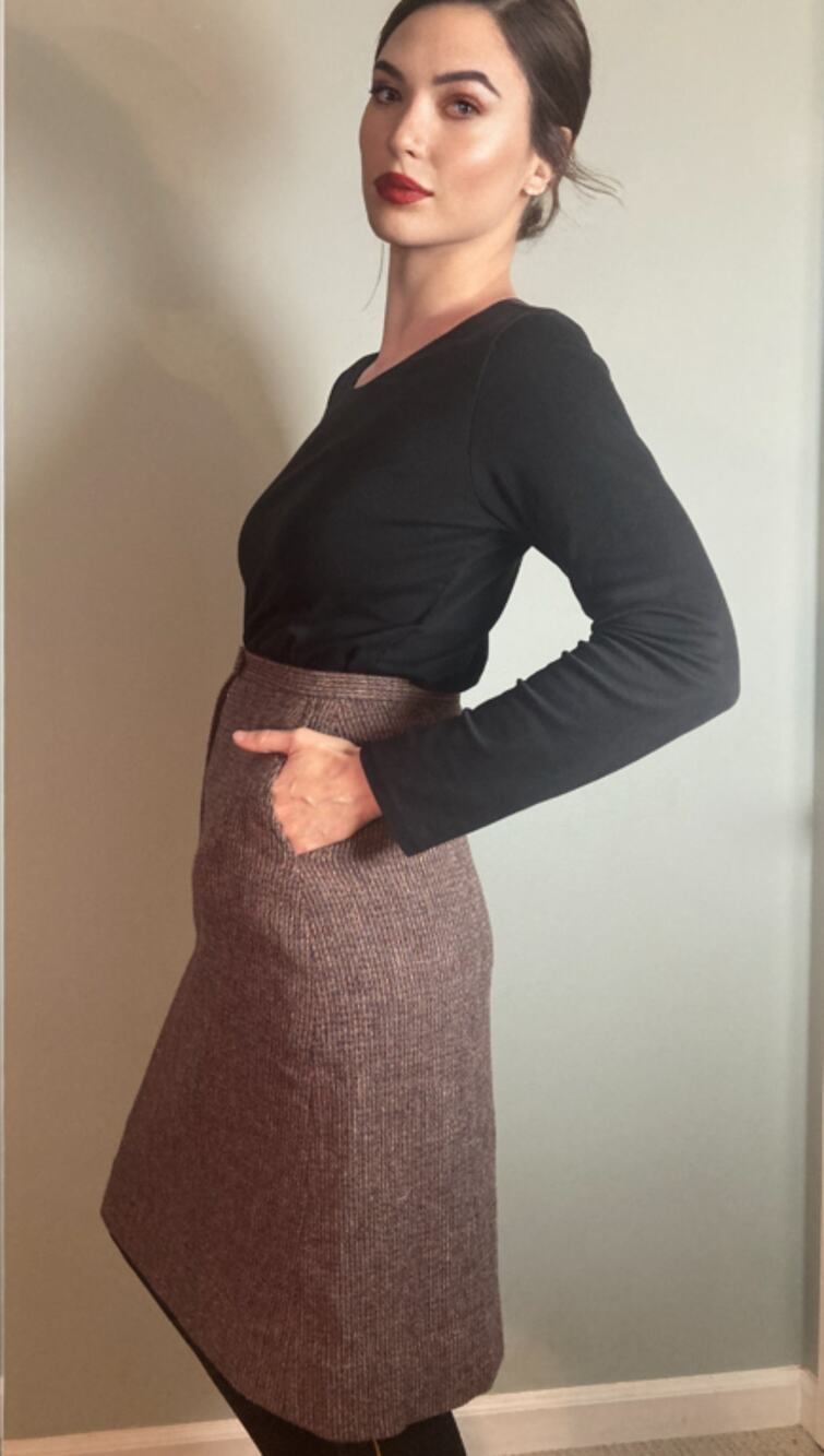 Harris Tweed Pencil Skirt Vintage Brown Blue Fabulous Classic Elegance Sz 12 M